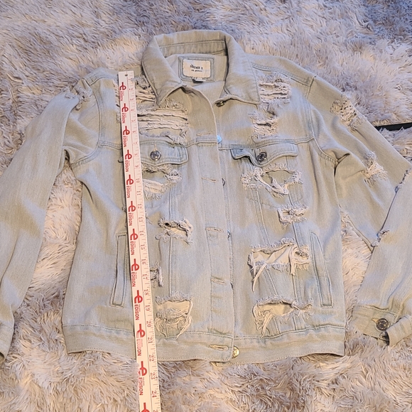 Distressed Light Blue Denim Jacket Forever 21 Size M - Picture 8 of 13